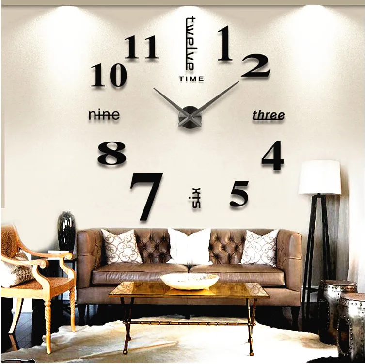 Factory cheap wholesale home Decorative Wall Sticker 3D Frameless large Digital DIY Wall Clock