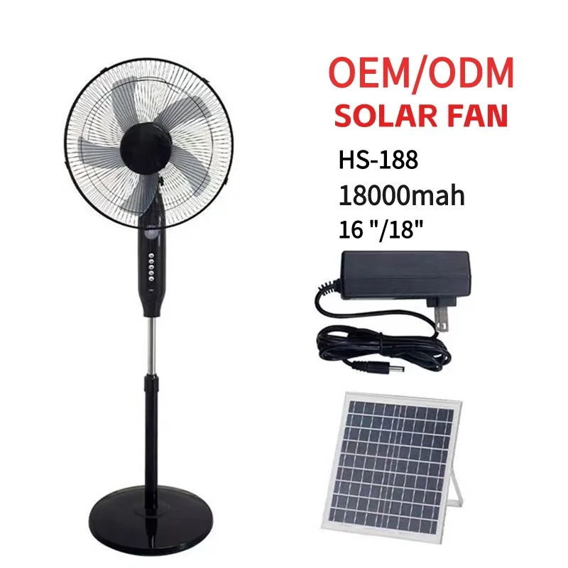 Small Panel Rechargeable Standing 18Inch Portable Outdoor Mini Lithium Battery Energy Light Electric 15W Dc Solar Fan