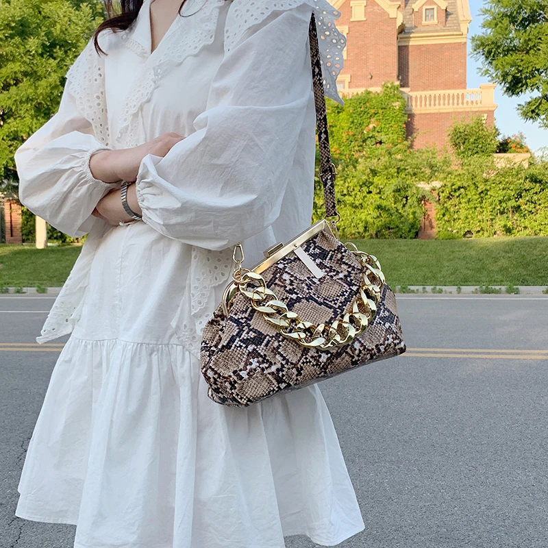 HEC New Arrival Trending Snake Skin Purses and Handbags Ladies Leather Luxury Shoulder Bag for Women