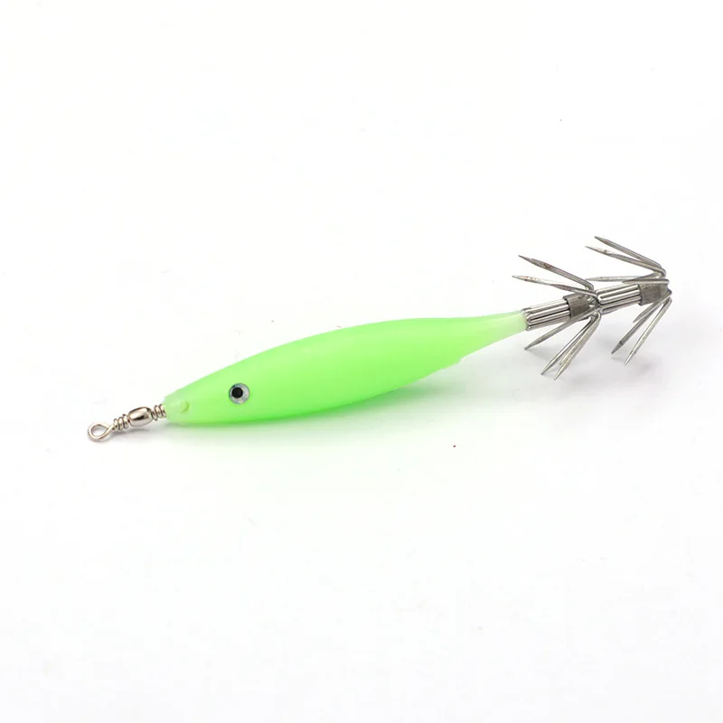 Laiyou 8cm3.6g 10colors Luminous Artificial Bait Soft Footed Wood Squid Hook Wholesale Fishing Lure