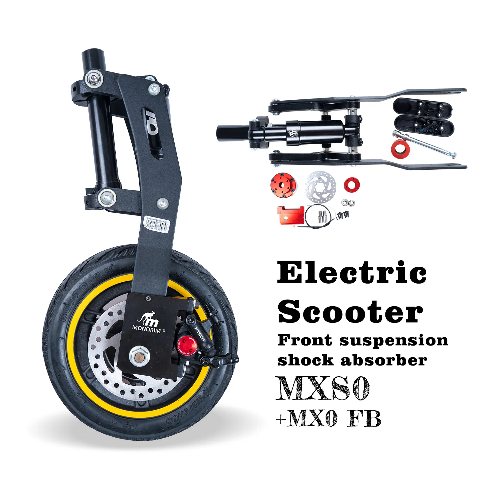 MONORIM MXS0 front suspension is suitable for all SegwayMAX G30 series with FB-MX0 front wheel upgraded to disc brakes