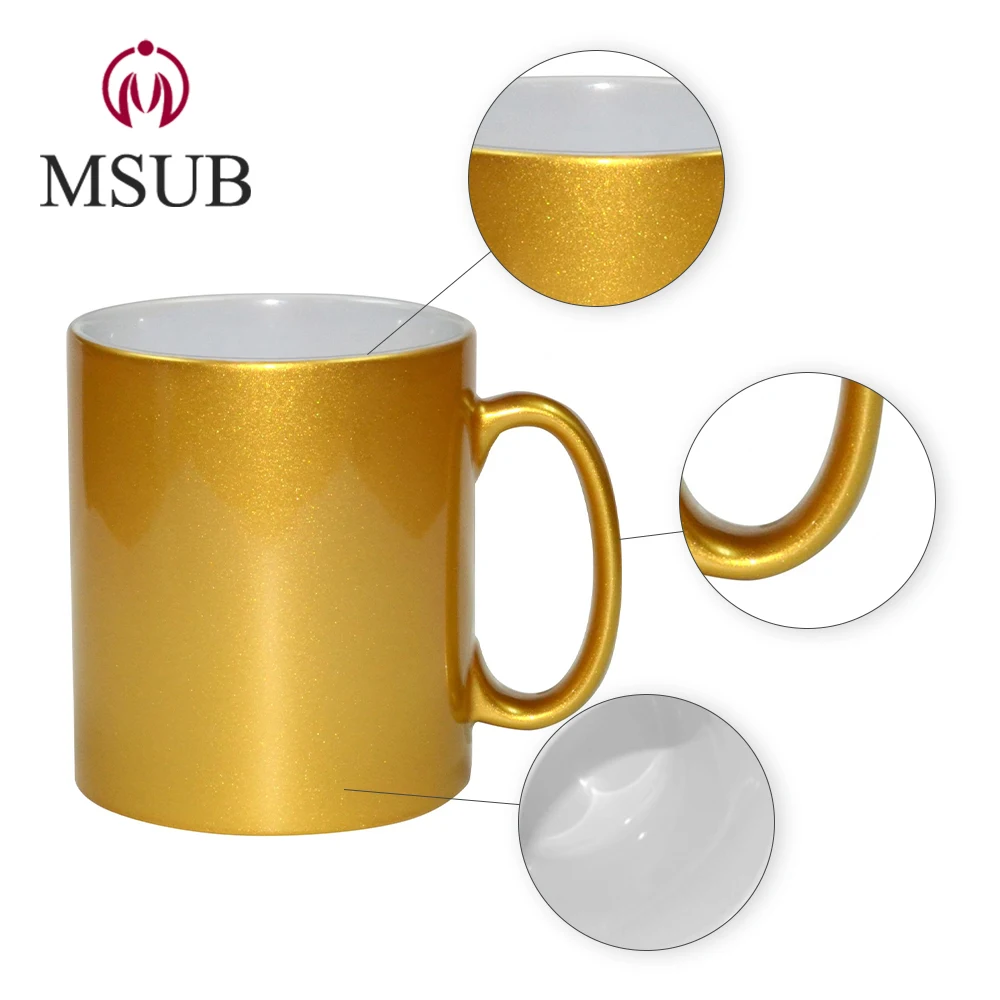 
11oz custom gold coffee mug sublimation glitter mugs 