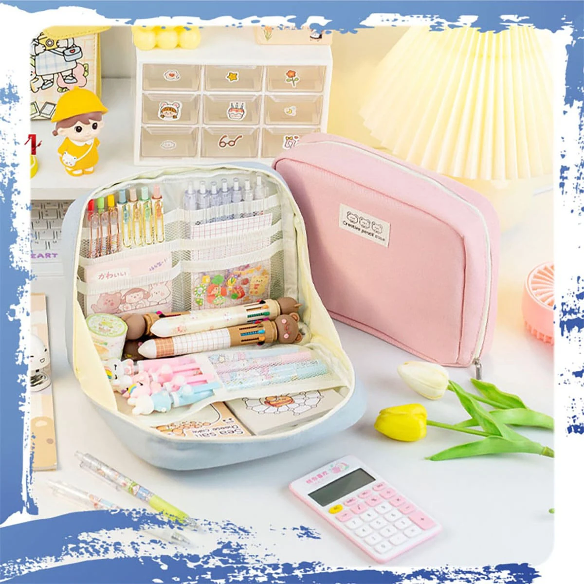 Canvas Large Capacity Pencil Case Storage Bag Appearance Multifunctional Stationery Organizer For Students