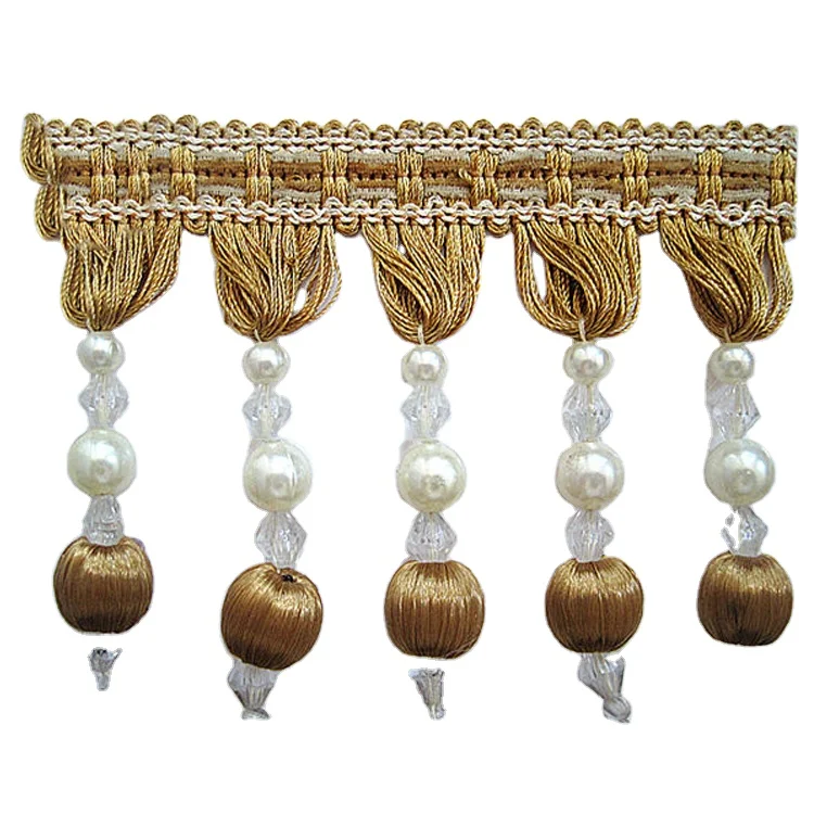 Wholesale Home Decor Wood Beaded Fringe TRIM  For Decorative Curtain & Table cloth