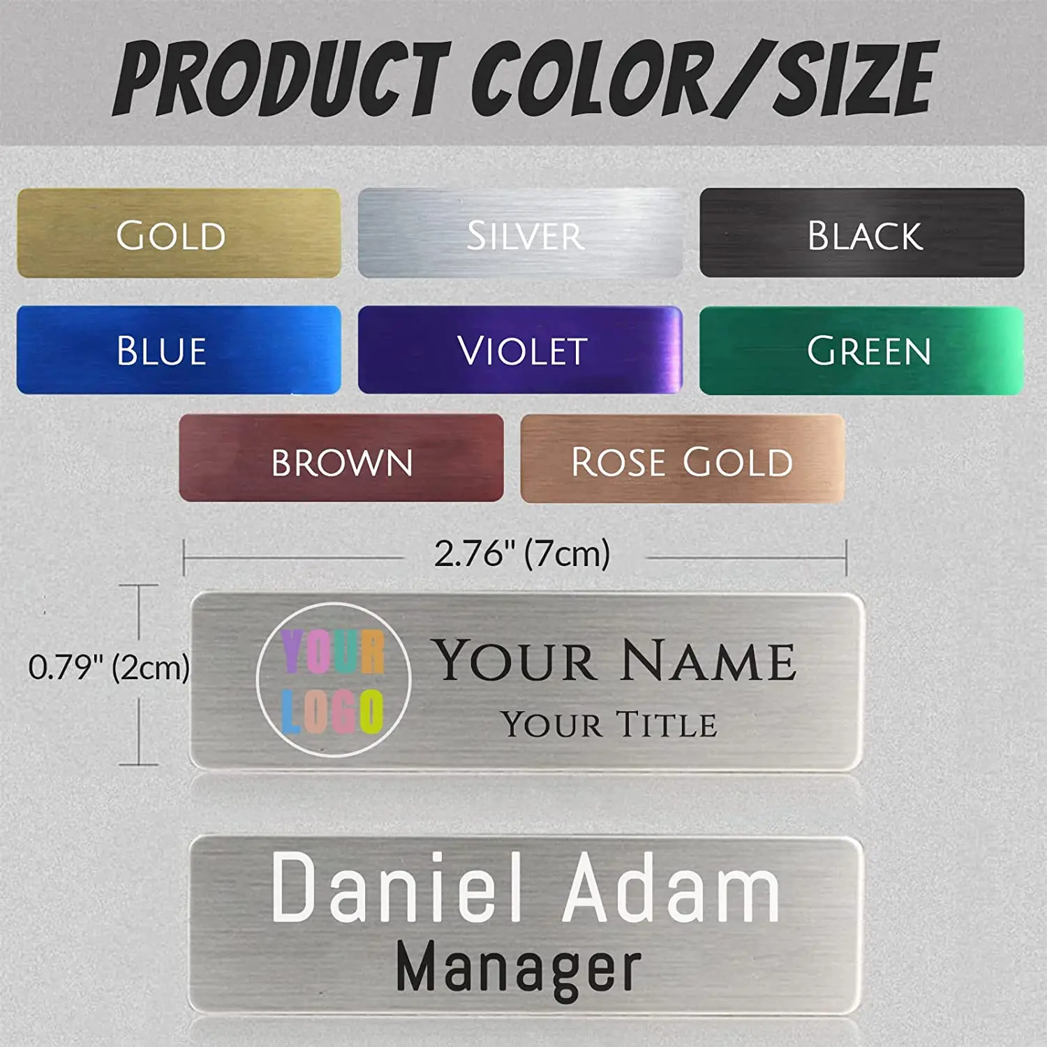 Custom Name Tag with Logo Personalized Name ID Badge with Magnet Pin Backing for Uniforms, Employees, Staff, Doctors, Nurse