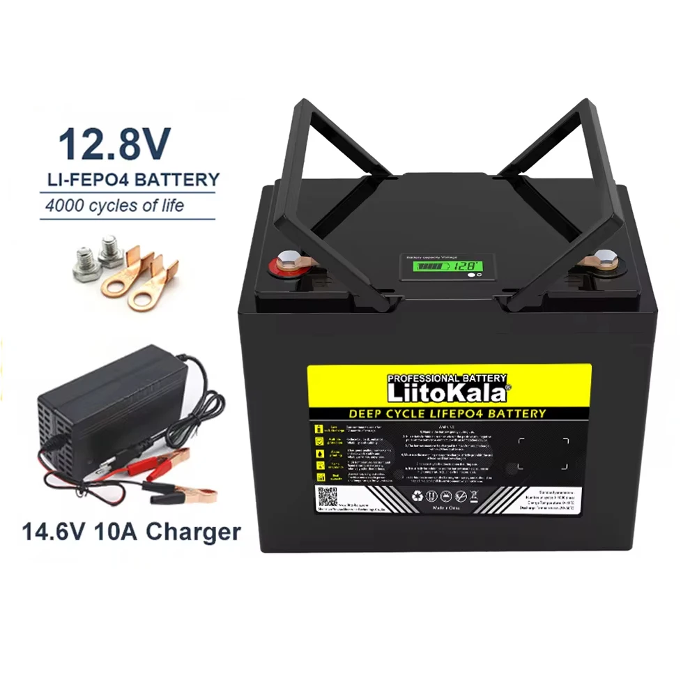 LiitoKala 12.8V 100AH LiFePO4 Battery LCD Display Litium Batteries 12v 100ah 200ah