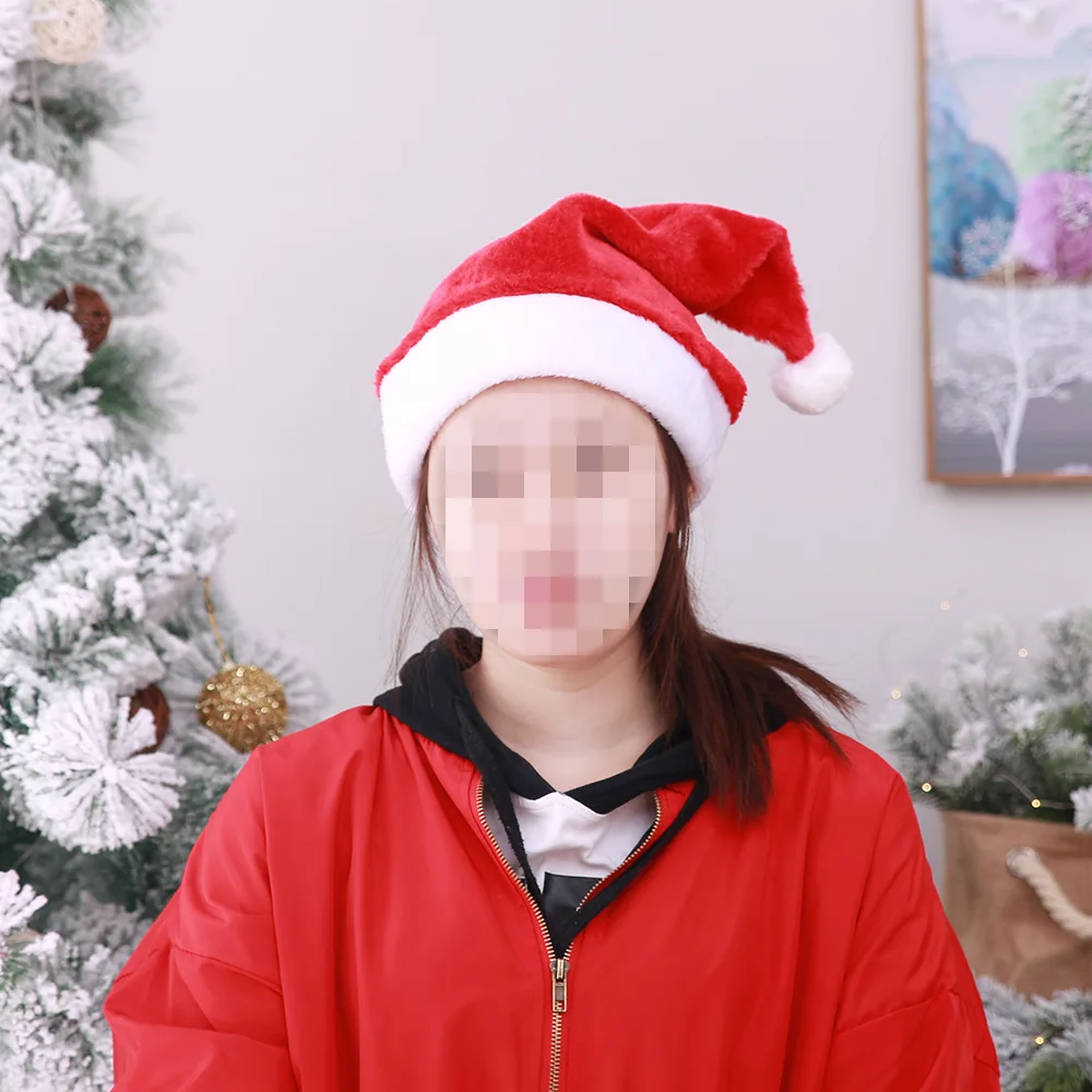 Santa Hat Merry Christmas Party Hats for Adults Kids Shiny Sequin Xmas Plush Hat Holiday New Year Festive Party Gifts