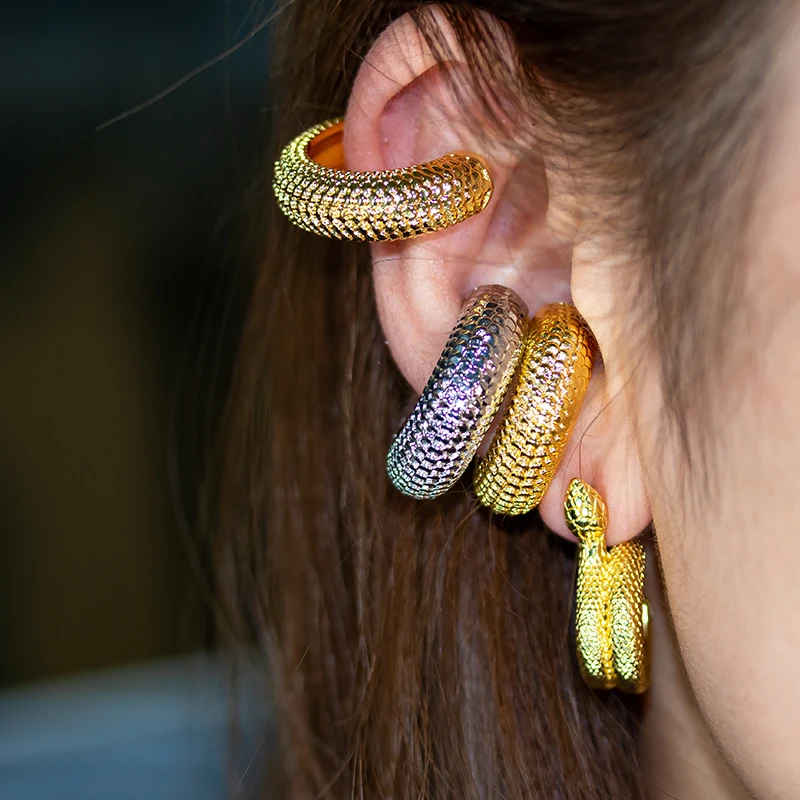 Trendy Jewelry Gold Plated Big Ear Cuff Snake Stud Earrings Earrings For Women