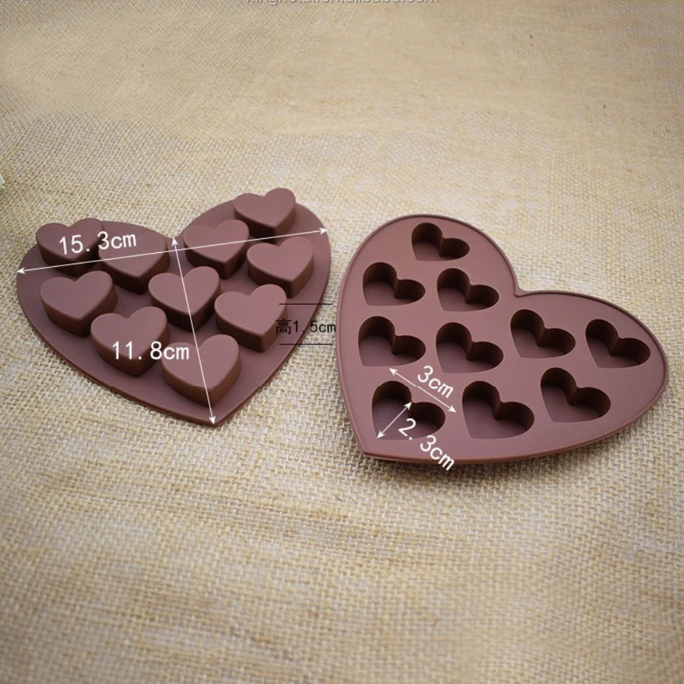 10 Cavity Dimpled Heart Shape Chocolate Mold Silicone Baking Mold For Making Chocolate Bomb Cake Jelly Pudding Dessert Candy
