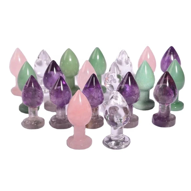 Wholesale Natural AMETHYST rectal plug dildos Healing Massage Crystal butt plugs for woman