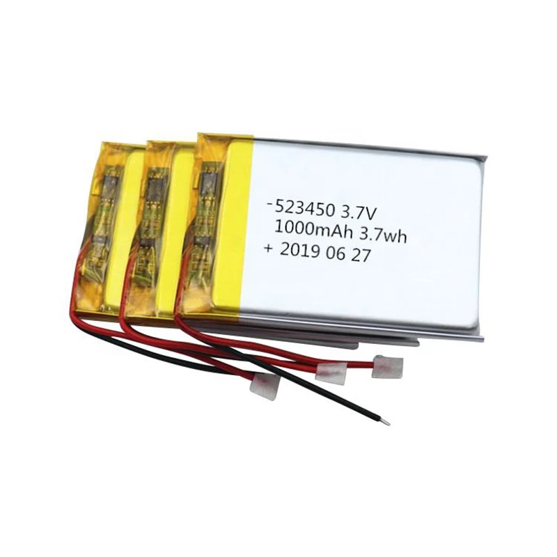 Hot Selling 503450 523450 1S 2S1P 1000mAh Rechargeable Lipo Battery 3.7V 1000mAh Lithium Polymer Battery For Smart Devices