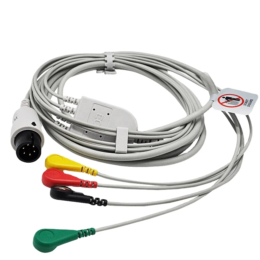 Custom Electrode Medical Snap Button 10 6 3 Lead ECG Cables