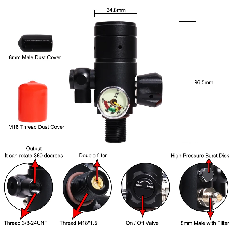 Diving Air Oxygen Pressure Regulators Scub Header Pressure Reducing Valve