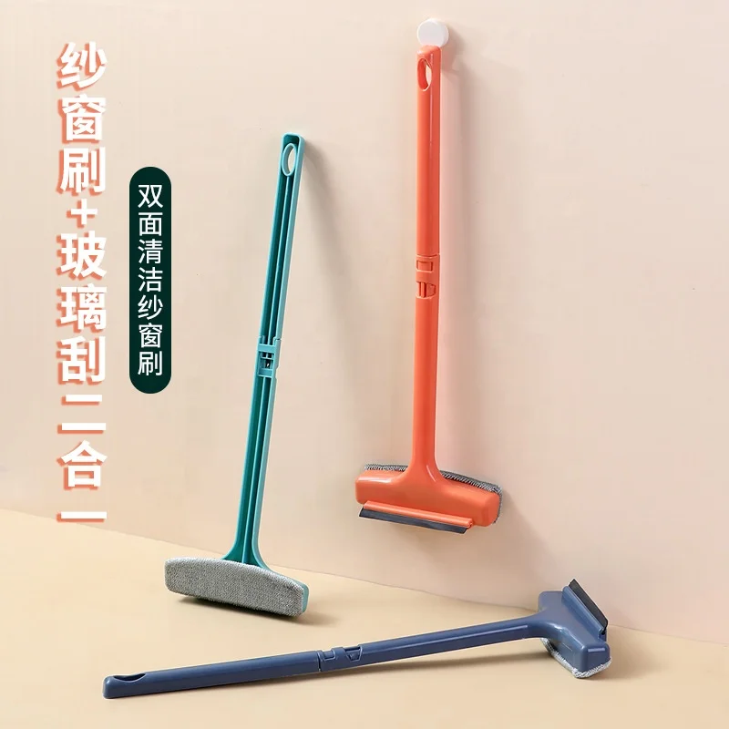 Clean the glass household double-sided wipe high-rise wiper window scrubbing brush glass wiper cleaning tool telescopic rod