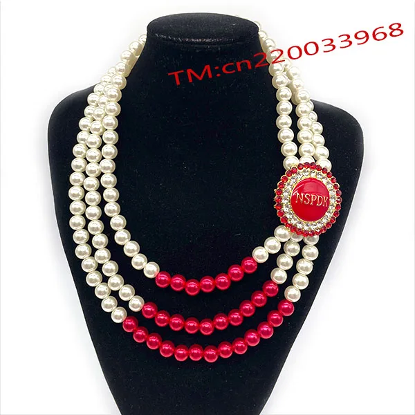 Custom Greek Letters Sorority Bracelets fashion Sigma Gamma Rho Red enamel NSPDK Soror charms Yellow Pearl Beads Bracelet