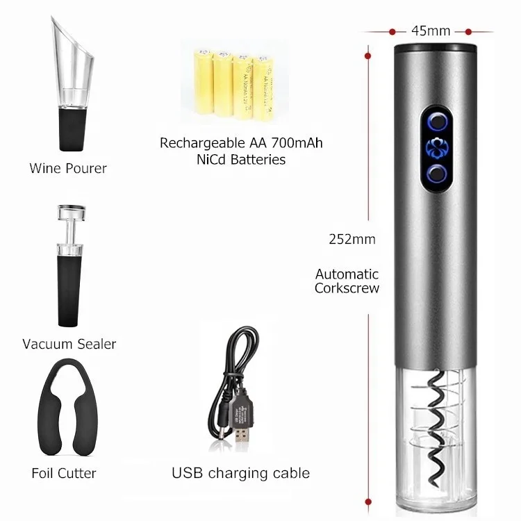 Sunway 5 in 1 Rechargeable Battery Electric Corkscrew Wine Opener Bottle