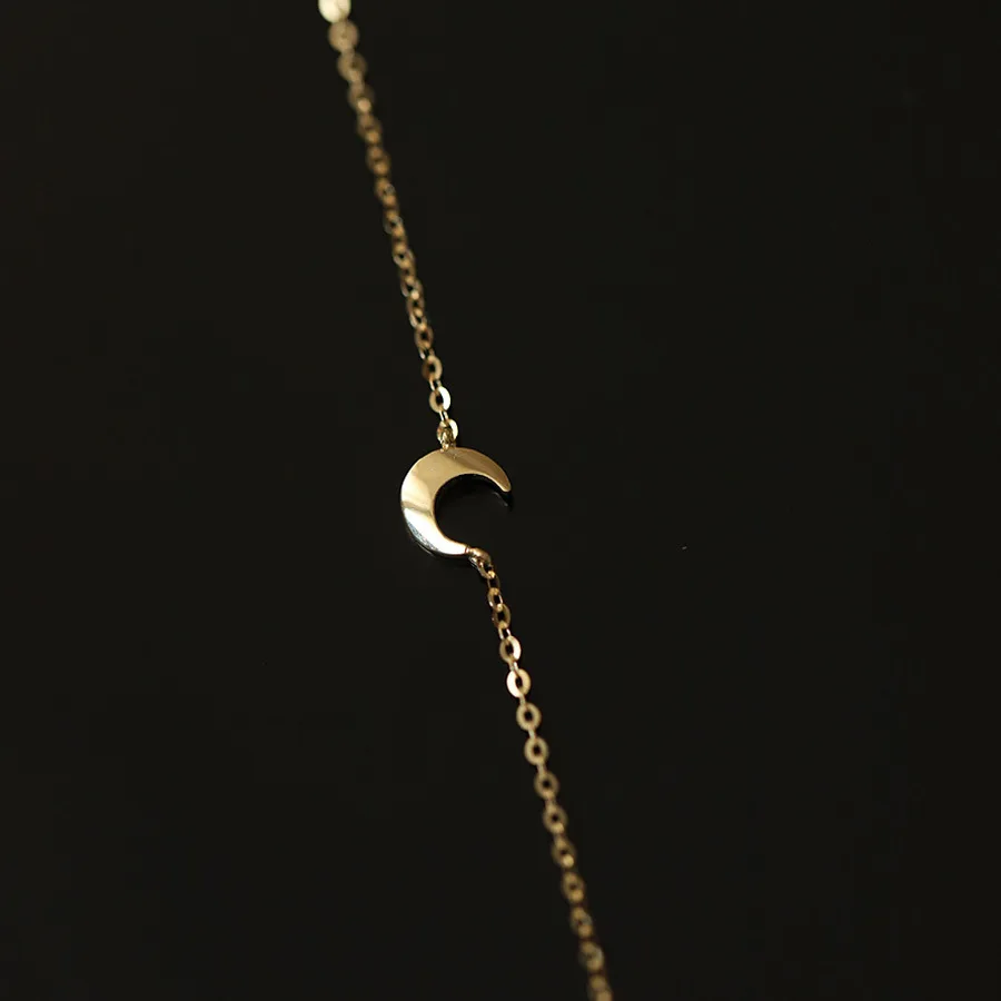 925 Sterling Silver Fashion New Smooth Moon Bracelet Simple Shining Crescent Bracelet for Women Hainon 1095