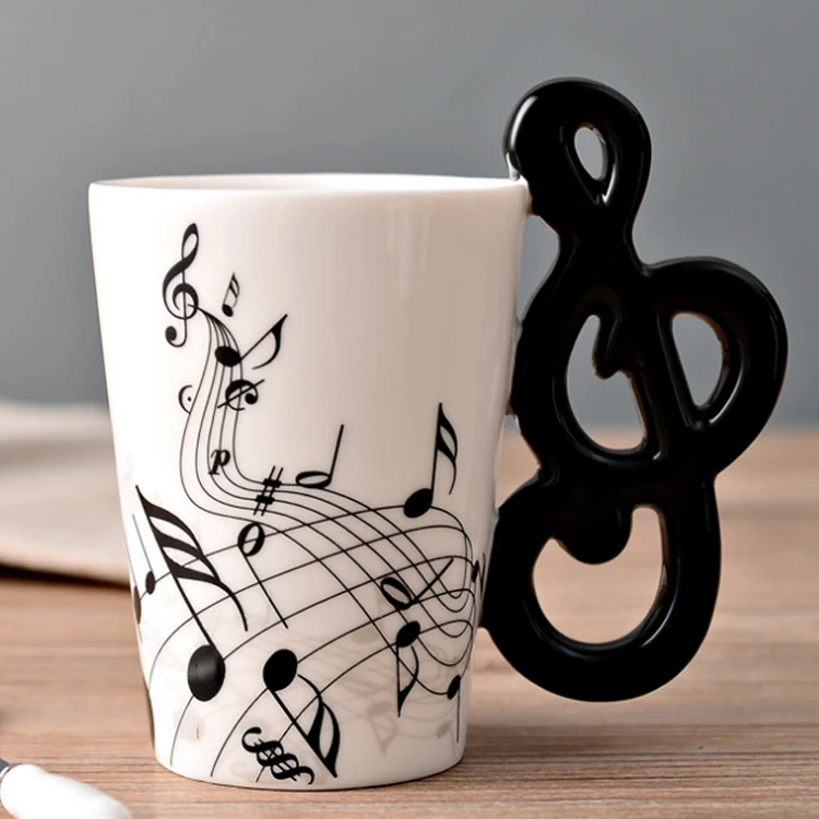 
Fancy Mugs for Novelty Gifts Music Violin Style Guitar Ceramic Mug, Coffee Tea Milk Stave Cups 
