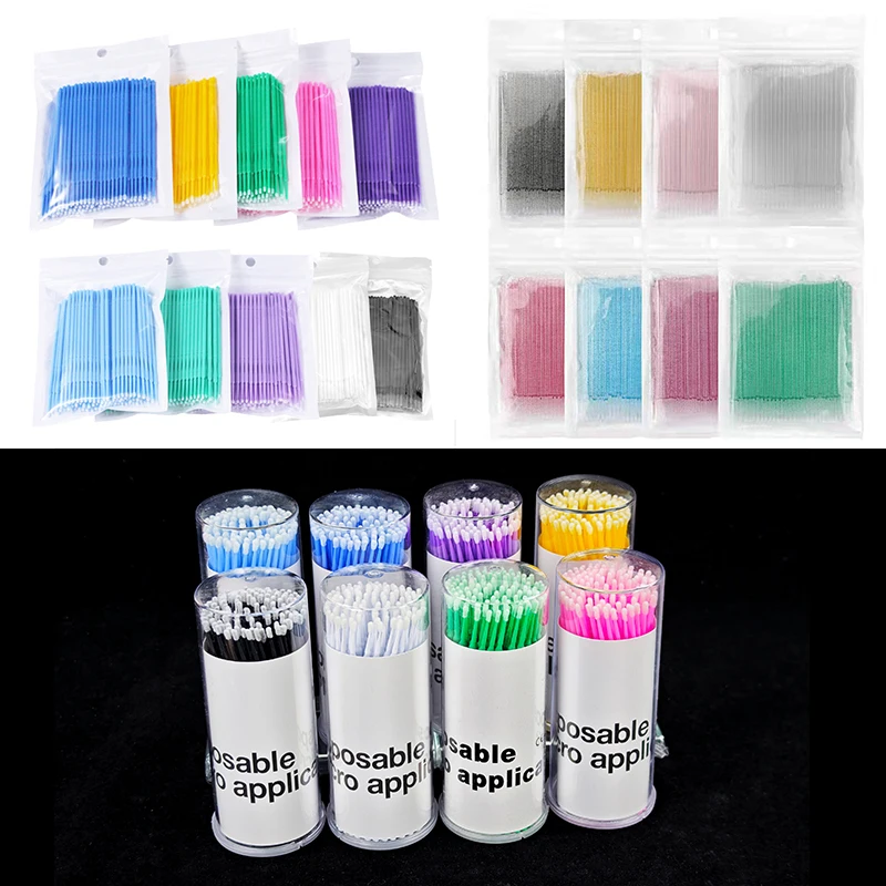 Tool Disposable Green Barrel Cotton Applicator Pink Pale Mini Eye Brush Lash Wand Swab Stick Extension Dental Micro Microbrush