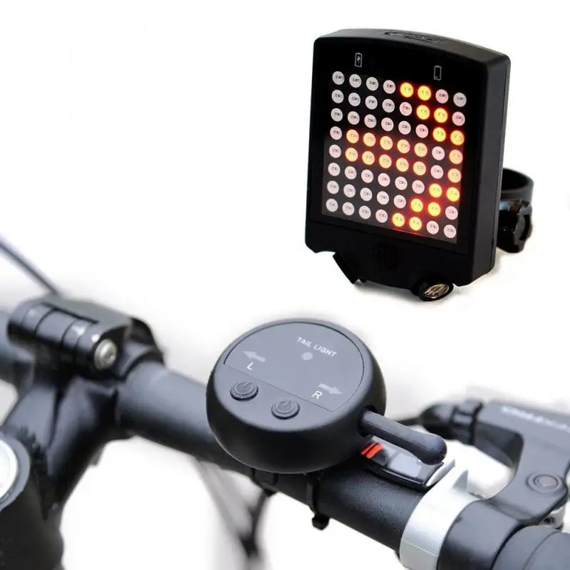 64 LED Bicycle Rear Tail Light USB Rechargeable Wireless Remote Control Bike Turn Signals Safety Warning Light