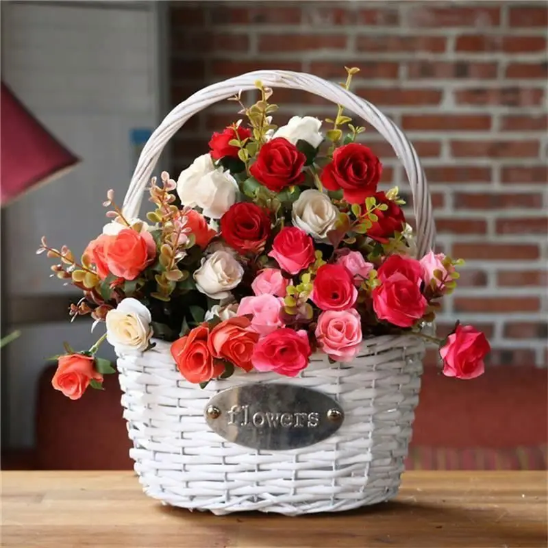 
New wicker gift baskets white wicker flower baskets with plastic liner 