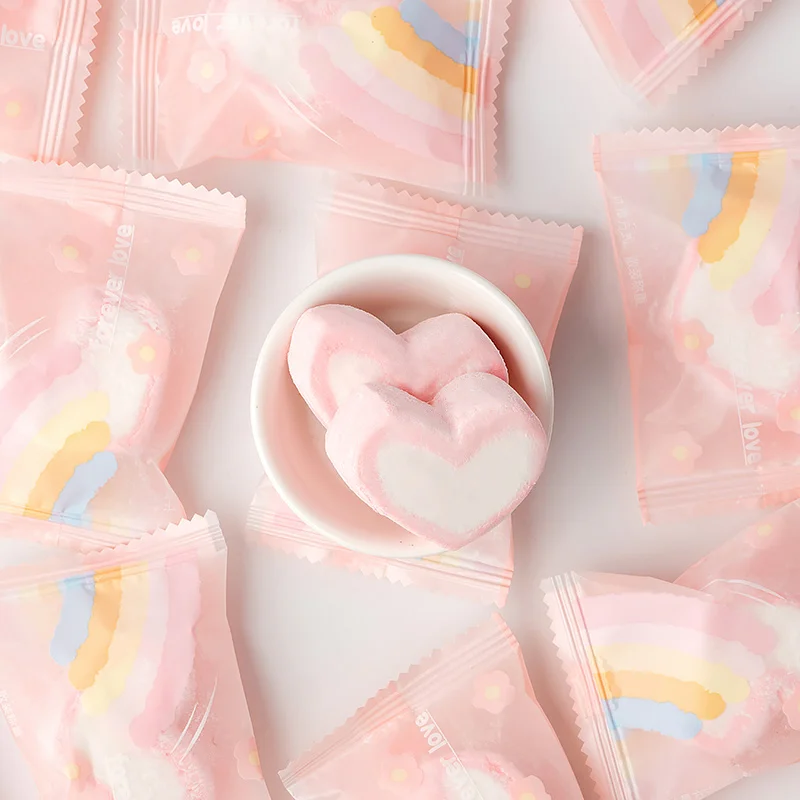 Longke Rainbow Love Cotton Candy 500G Wedding Candy Wholesale Bulk Candy Snack about 68 Pieces