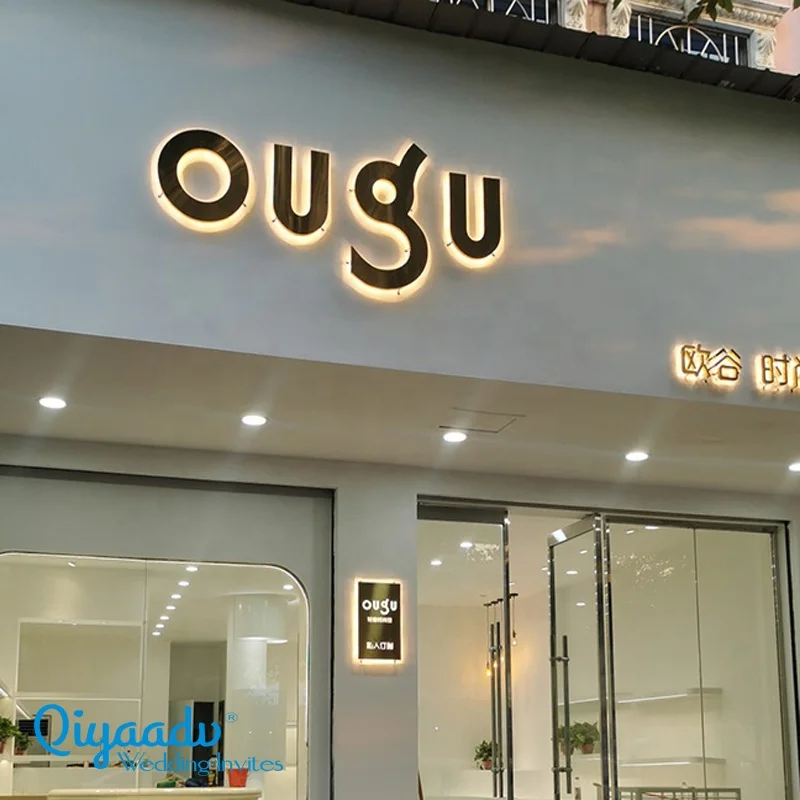 Custom office indoor backlit 3D raised cut metal letter signs wall signs