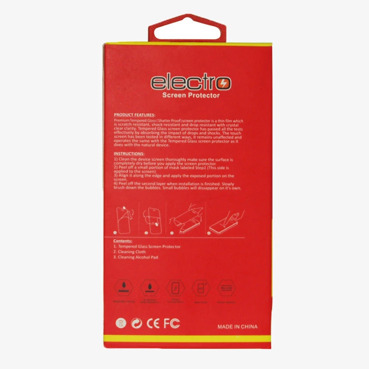 Custom Recycle C1S Material Paper Package With Plastic Hanging Hole For Screen Protector Retail Phone Accessories Packaging