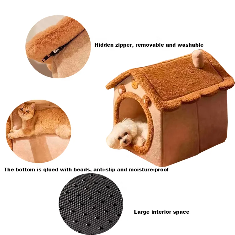 Wholesale Detachable Removable Warm Cartoon Pet Nest Enclosed Tent Cat Dog Cave Bed