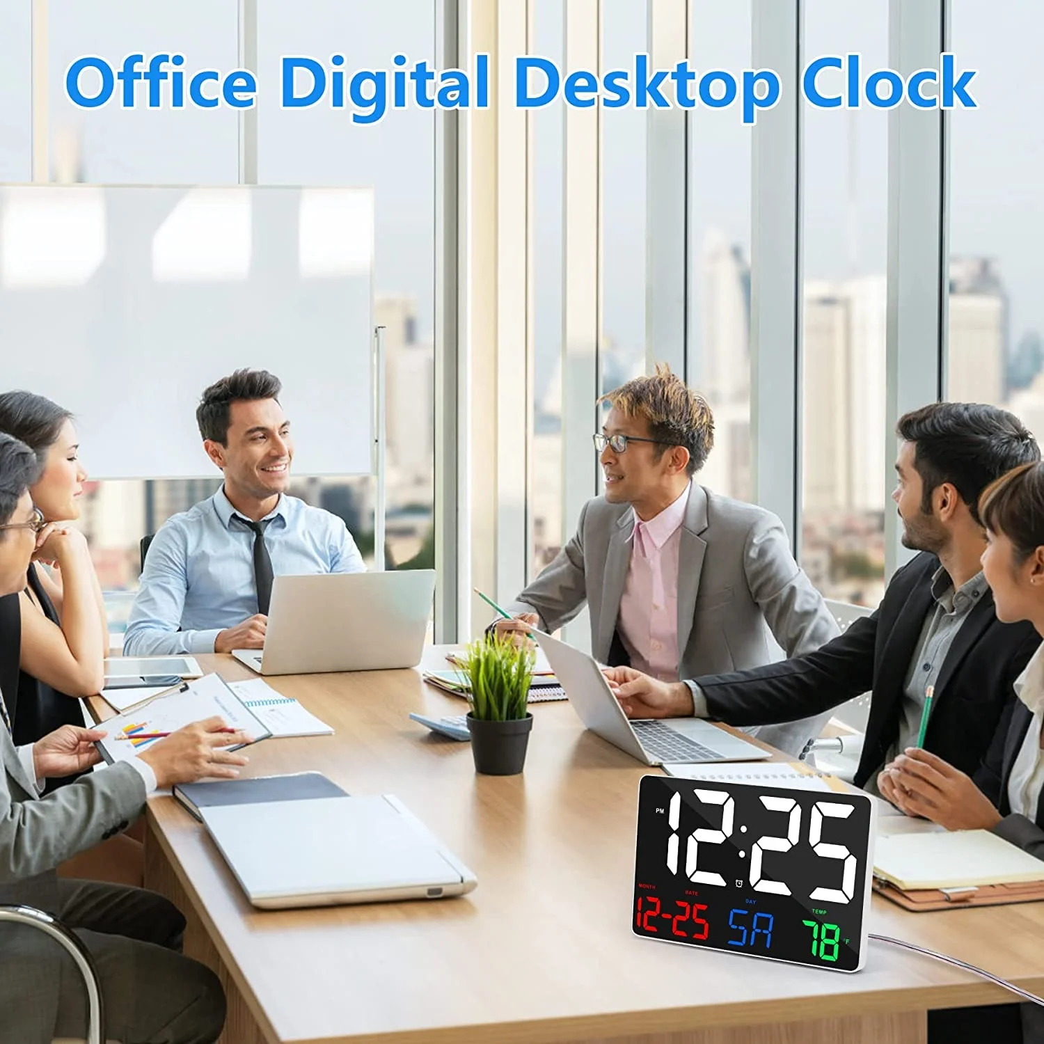 Digital Wall Clock Large Display with Remote Control Adjustable Brightness