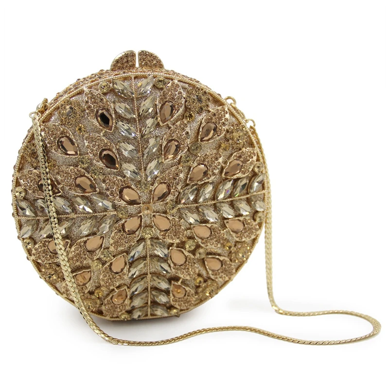 New Round Luxury Party Crystal Bag Factory Wholesale Boutique Rhinestone Clutch Purse Evening Bag Banquet Handbag