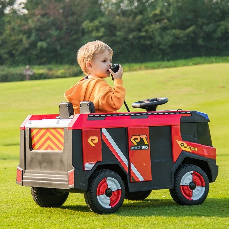 12V Fire Truck Two Seat Rechargeable Battery Baby Big Electric Ride on Toy Car with Remote