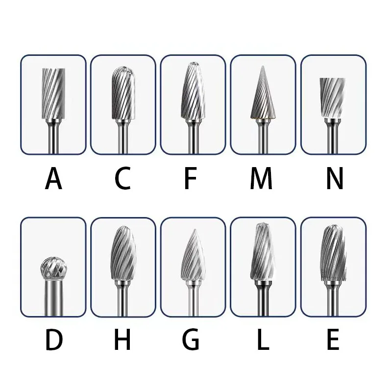 Hard alloy rotary file grinding head electric filing tool for grinding drill bits and expanding holes