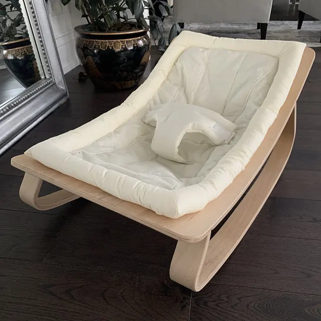 2021 New Childhood Wooden Rocking Chair Small Cradle Bed for Baby Balance Rocker Chair Wood Baby Bouncer Bedroom Furniture