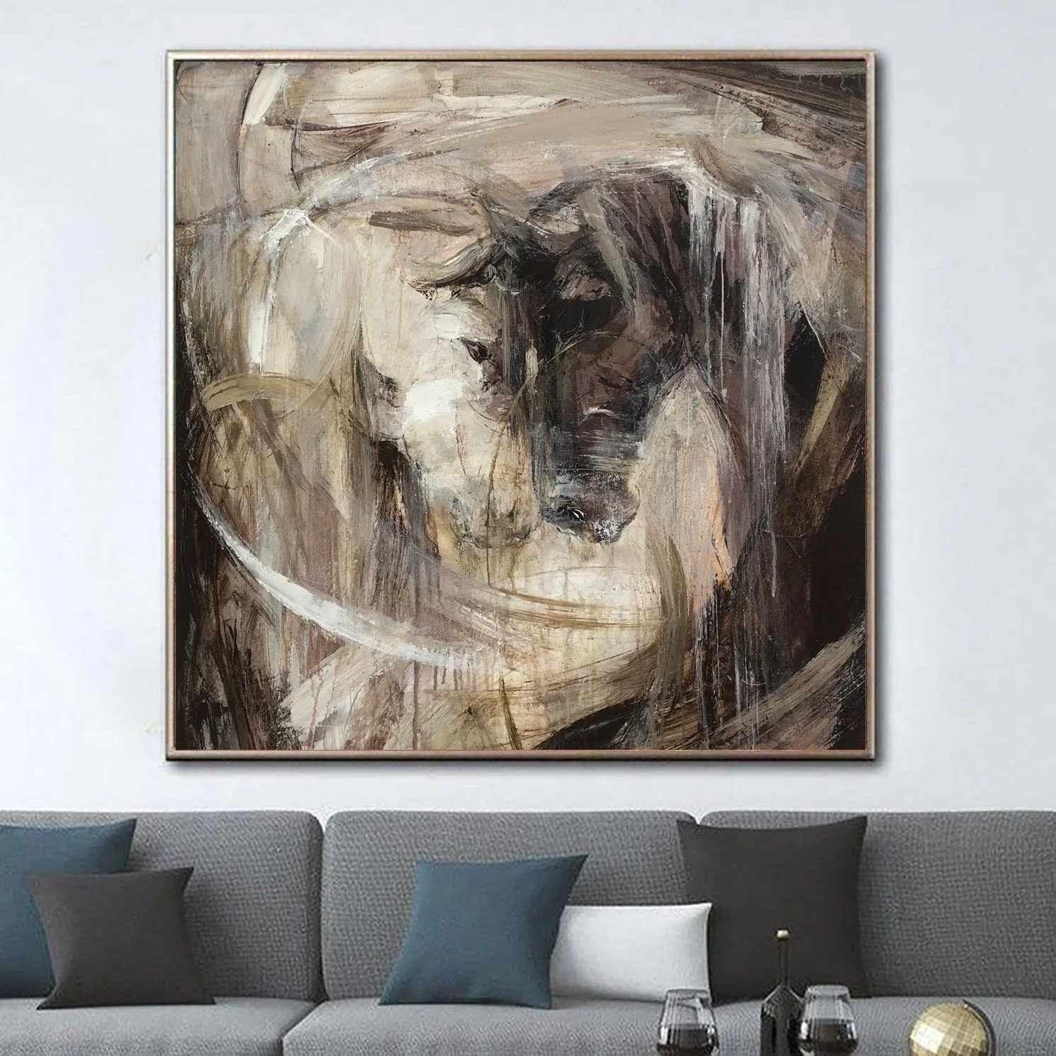 Amazing Product Decoration Horse Painting 100% Hand-paint Animal Portrait for farmhouse home decor
