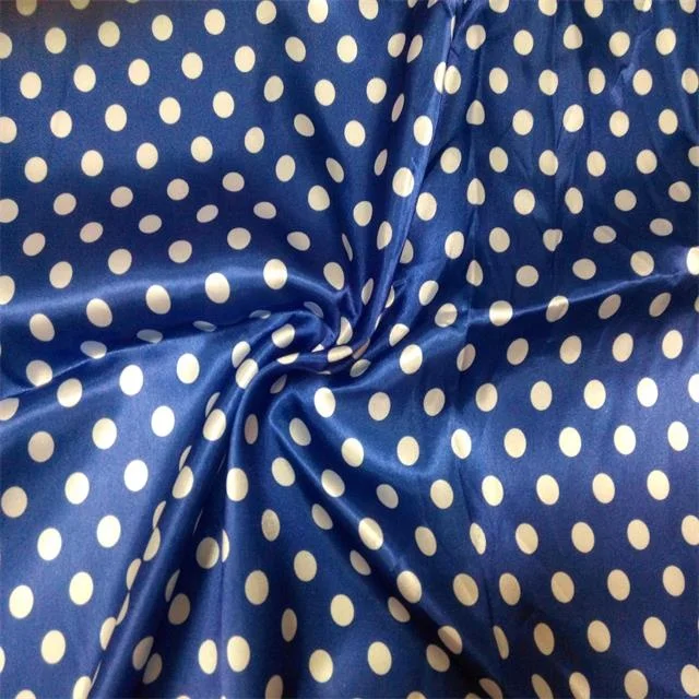 100%Polyester satin dot printed fabric soft feeling customized color for summer dress skirt
