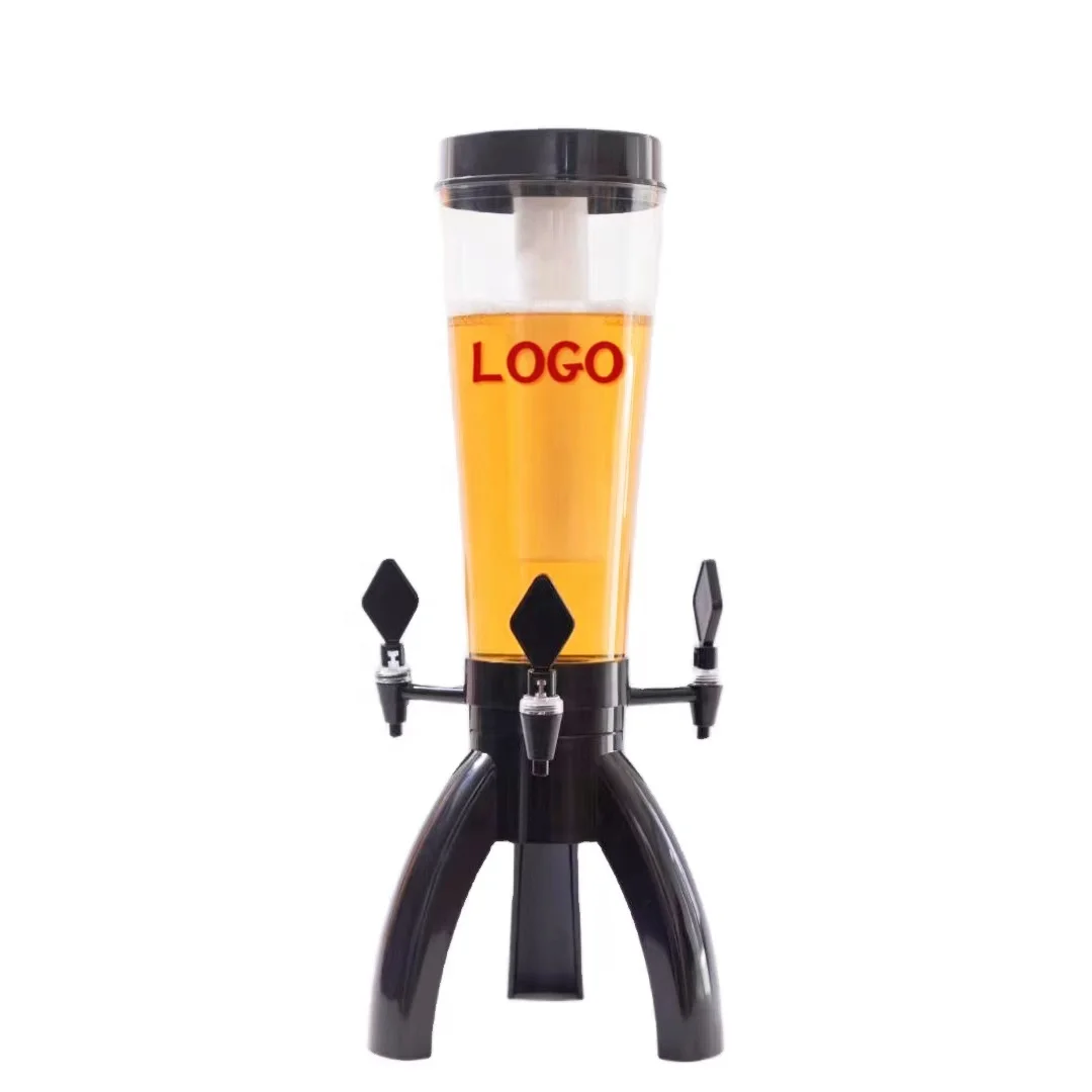 China Beer Beverage Dispenser Tower Split portable bar Wine supplies 3 liters Juice Beer Dispenser with three taps