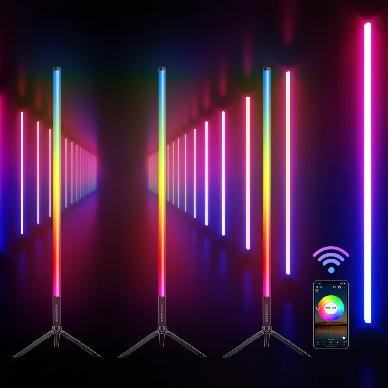 6pcs led tube light battery powered 36w rgbw 2700k-6500k colorful Beat with music mood 500 lighting effects