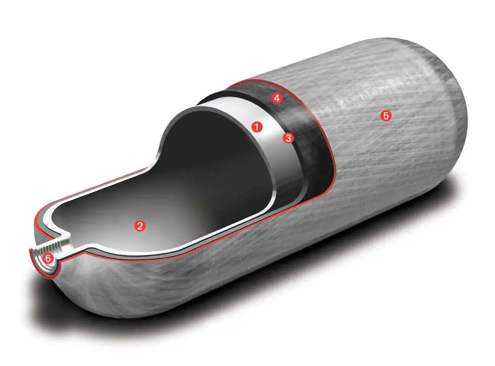 Alsafe 6.8L 9L High Pressure 300bar 4500psi wrapped carbon fiber cylinder composite empty gas tank
