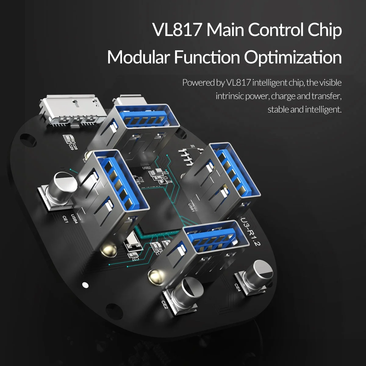 Инновационная Классическая портативная мини-легкая док-станция USB3.0 квадратного типа 4 порта в 1 Прозрачная для ПК