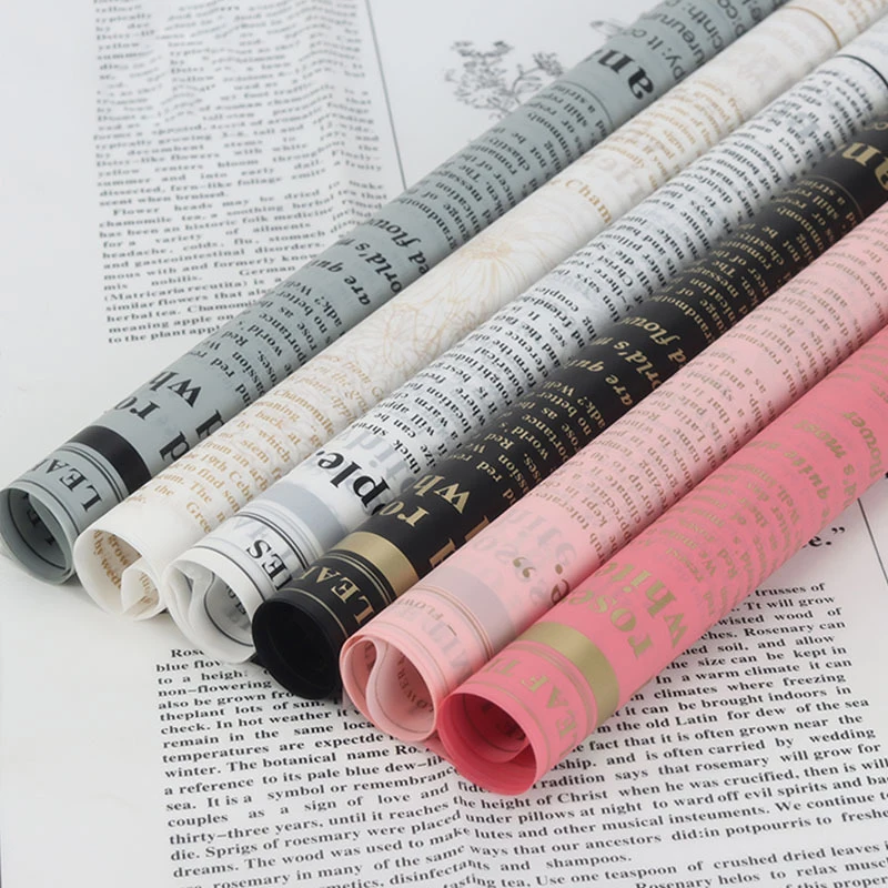 20sheets/Bag English Newspaper Waterproof Flower Wrapping Paper Floral Gift Wrapping Supplies Wrapping Paper