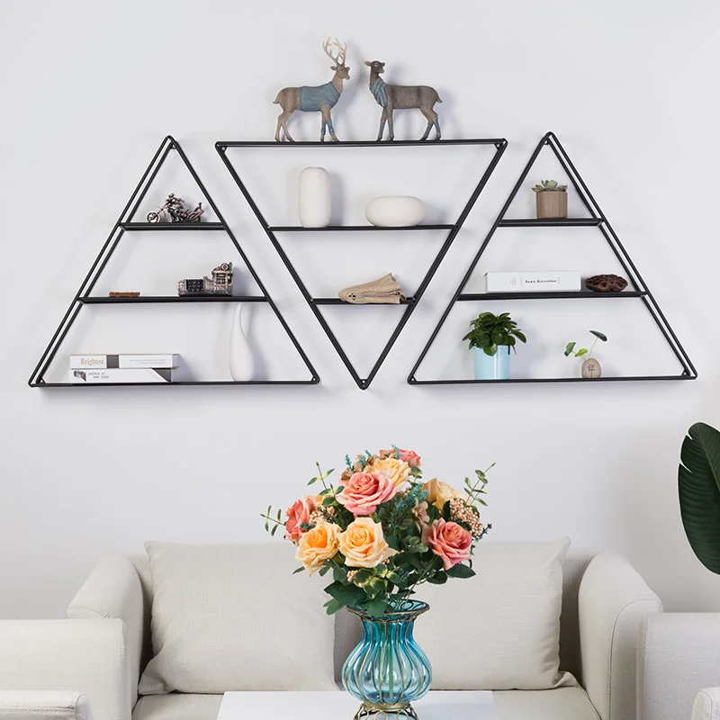 High quality competitive price black metal wire triangle wall storage rack