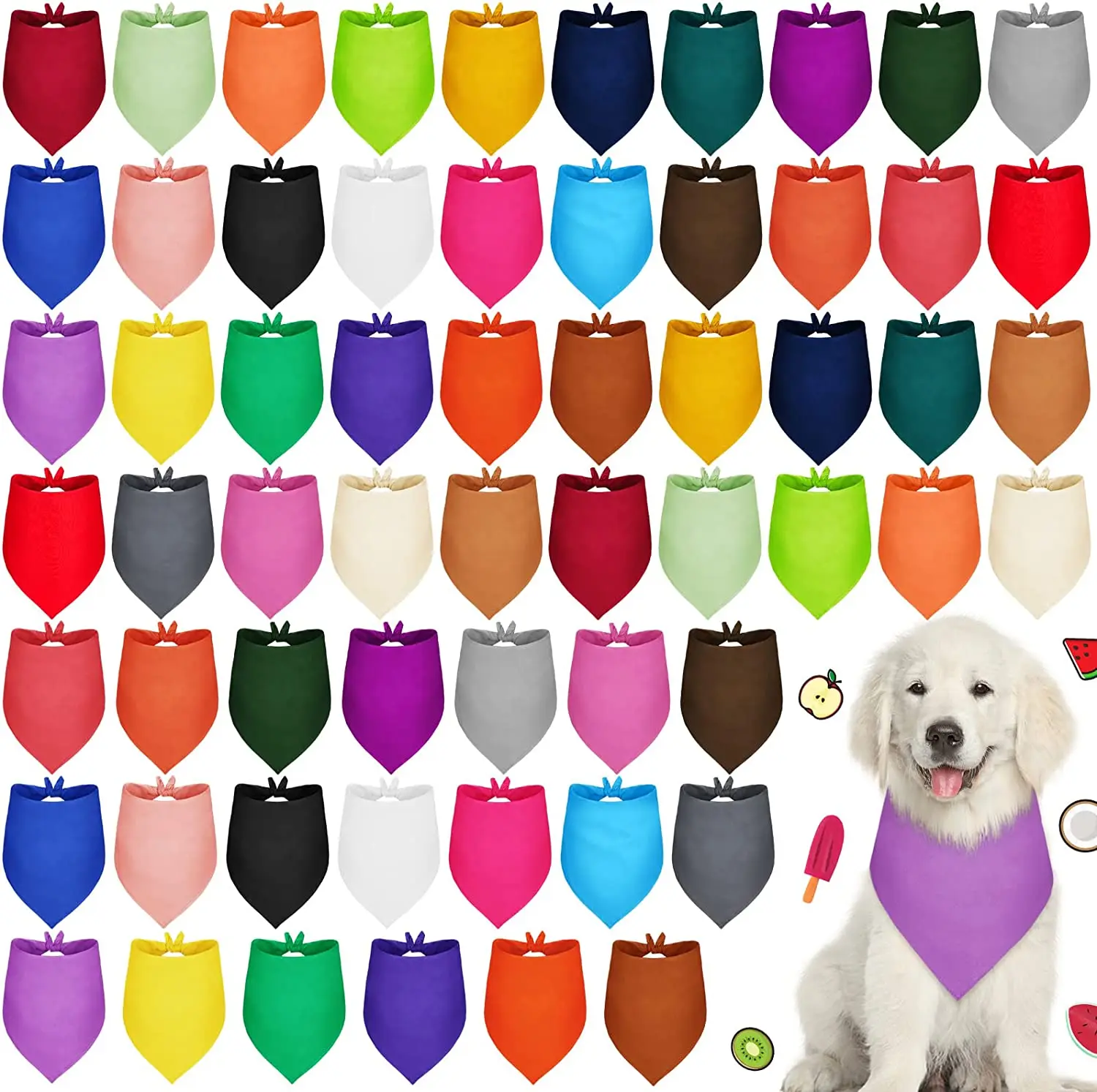 Wholesale Sublimation Printed Solid Color Triangle Pet Bandana Custom Logo Cat Dog Scarf Bandana For Small And Large Dogs