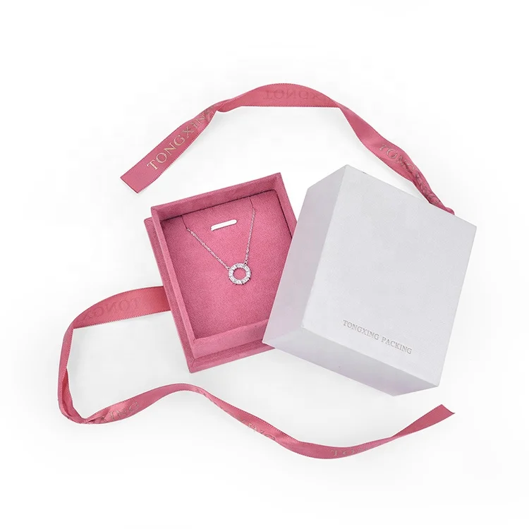 Custom High Quality Necklace Jewelry MDF Ring Boxes with Ribbon