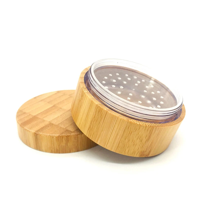 10g 20g 30g bamboo Loose Powder jar  With Sifter Empty Round Loose Powder wood Jar
