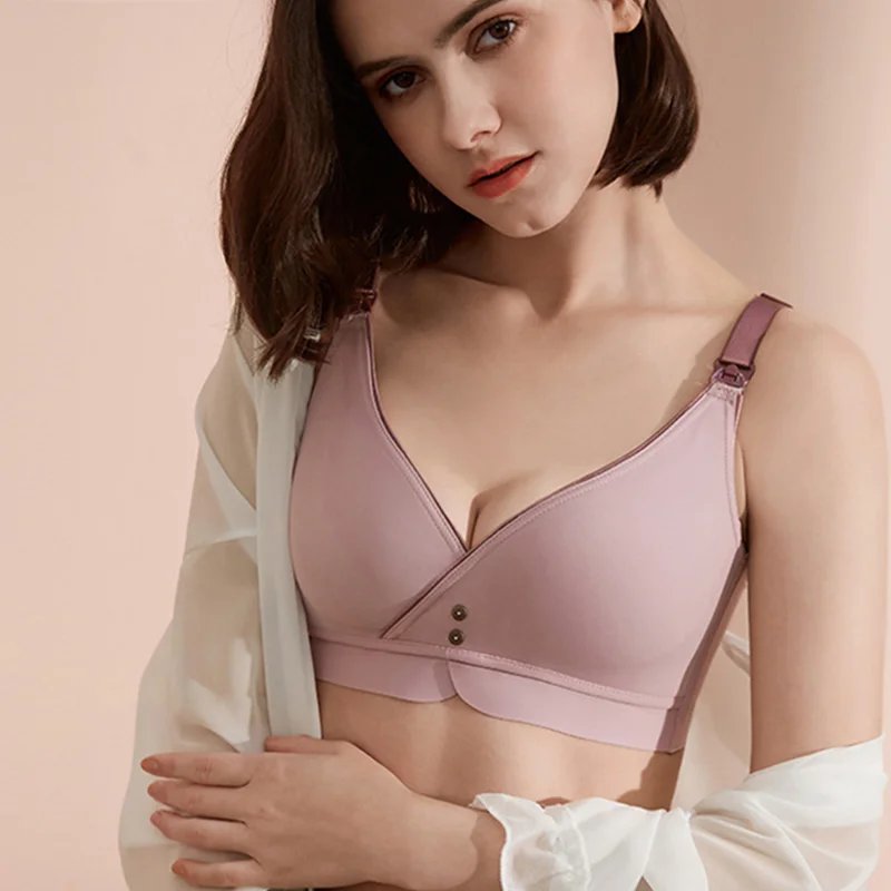 Wholesale Breathable Traceless Front Open Fixed Pad Maternity Pregnancy Brassiere Nursing Bra for Maternity Women