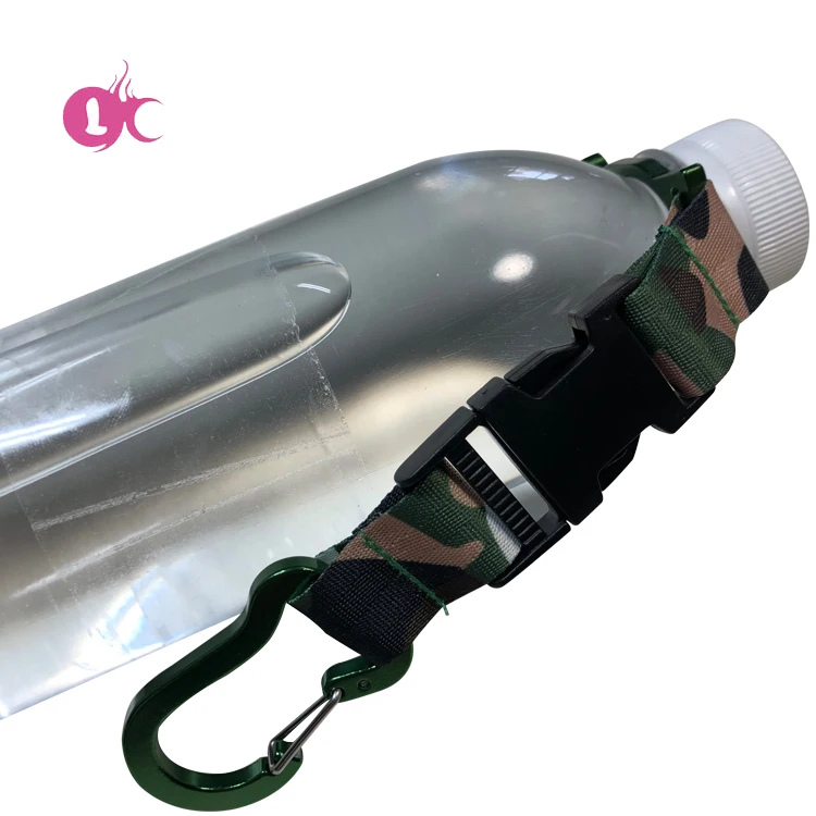 Factory supplier outdoor Aluminum water bottle hanger buckle hook holder carabiner plastic clip with nylon belt