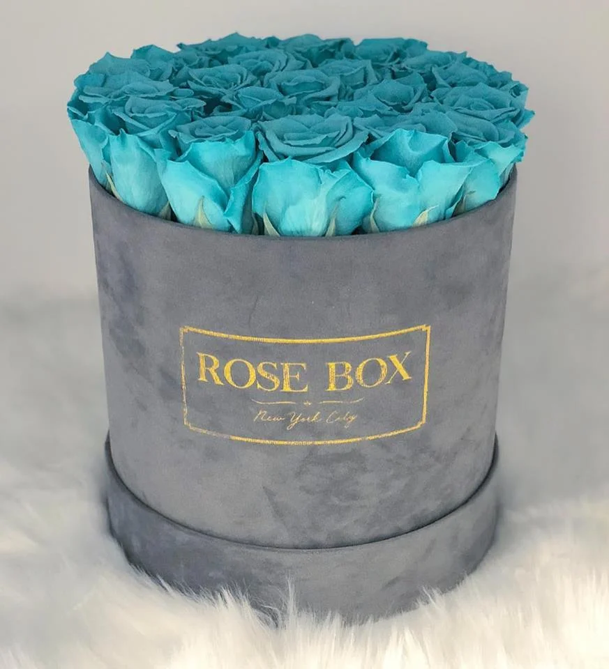 Green Grace Custom Logo Printed Velvet Round Preserve Flower Box Set With Hat
