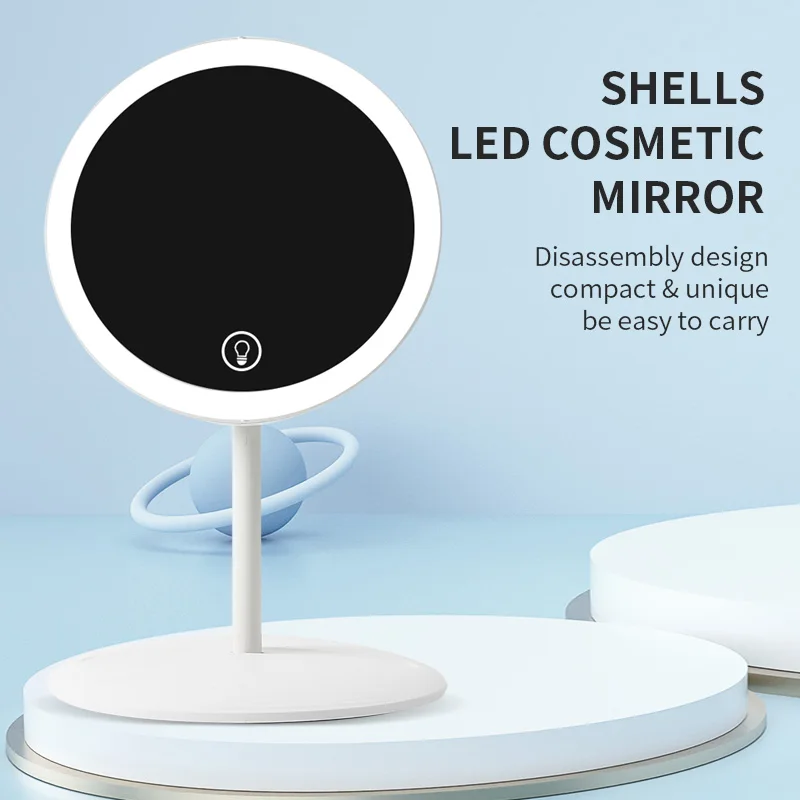 Factory Wholesale Rechargeable Folding LED Lighted Kid Cosmetic Makeup Mirror for Table