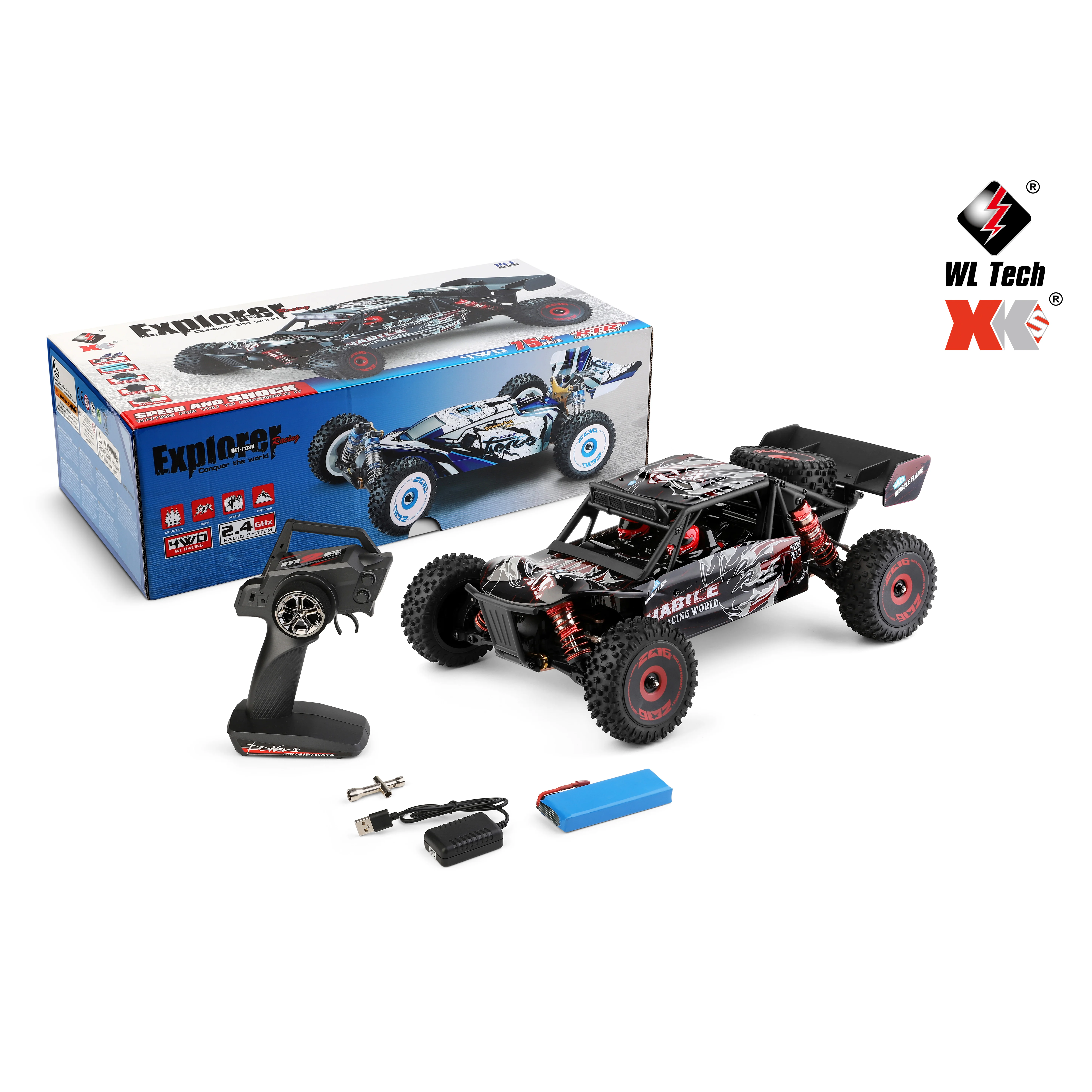 WLtoys 124016 2.4G Remote Control High Speed Climbing Car  1/12 75km/h Brushless Electric 4WD desert Off-road Vehicle